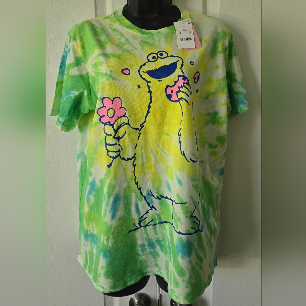 Cookie Monster Sesame Street Tropical Tie-Dye T-Shirt - Womens S, L, XL